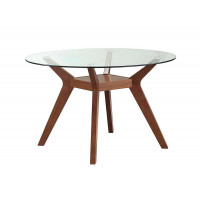 Coaster Furniture 122180 Paxton Round Glass Top Dining Table Nutmeg